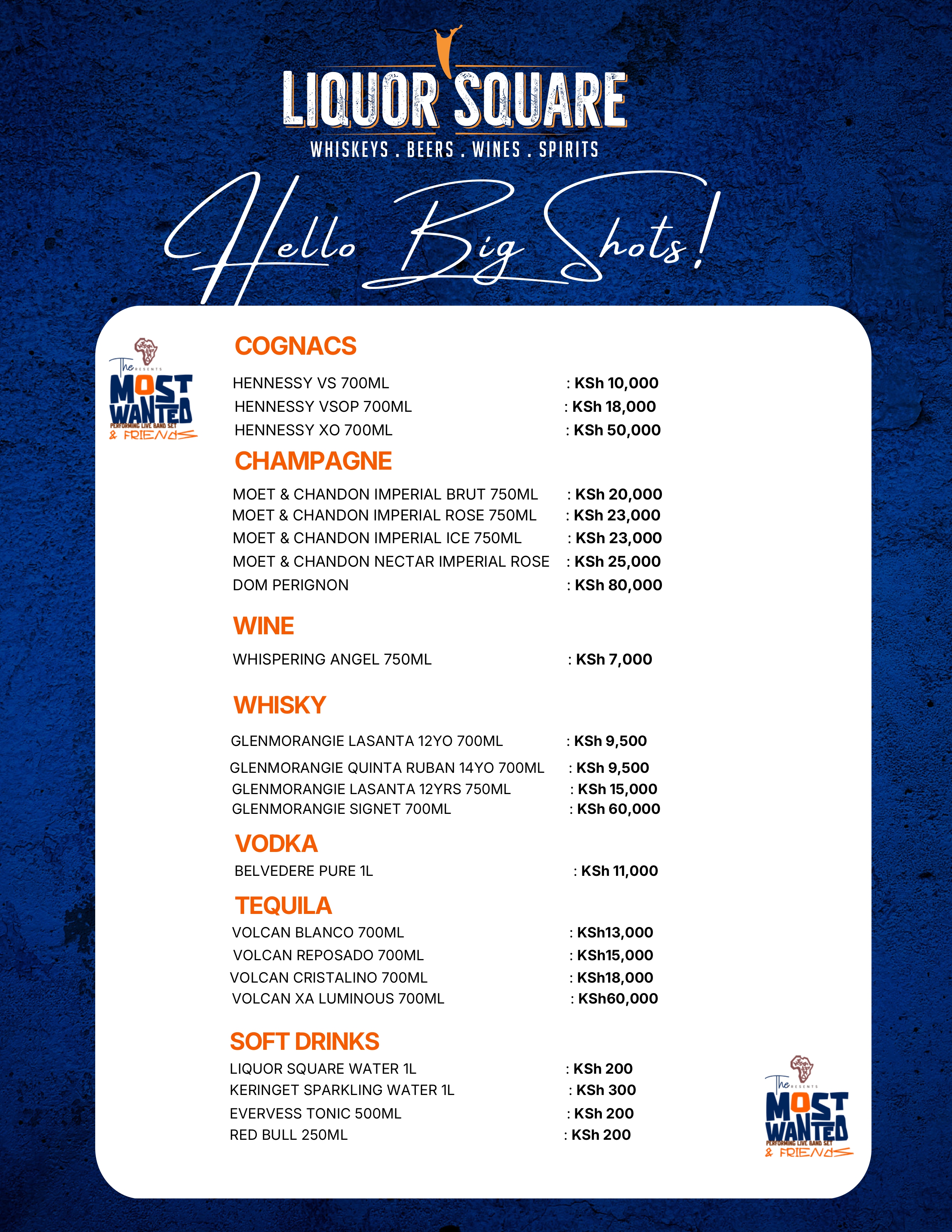 Liquor Square VIP Reserve Menu